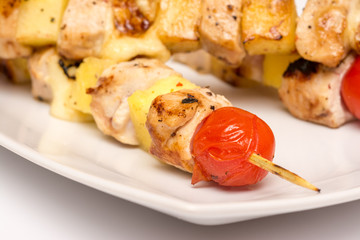 Hawaiian Skewers On Plate Close Up