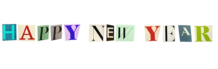 Happy New Year formed with magazine letters