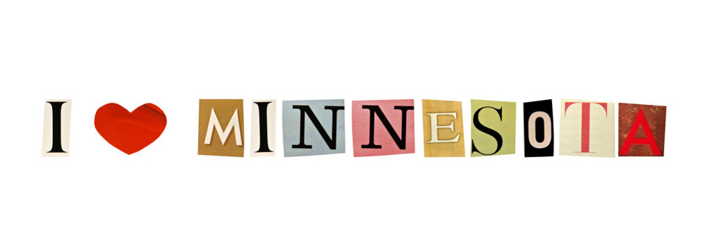 I Love Minnesota formed with magazine letters