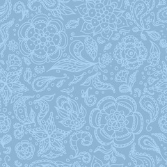 Seamless abstract floral pattern or blue background