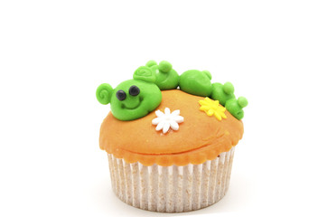 funny cupcake with caterpillar