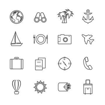 Vacation leisure pictograms set