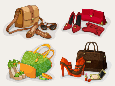 Collection of women bags shoes and accessories