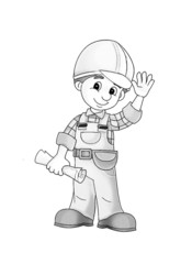 Construction worker - coloring page