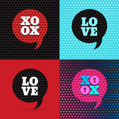 Set of 4 valentines day illustrations and typography elements. B