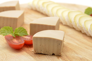 Detail of table with pate and tomato