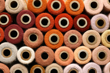 Colorful Collection of Vintage Spools of Craft Yarn