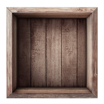 Wooden Box Or Crate Top View Isolated On White