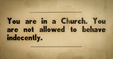 Vintage Church Rules Sign
