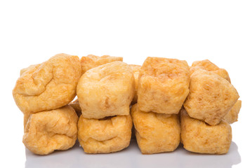 Bean curd tofu over white background