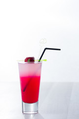 Fresh strawberry cocktail over white