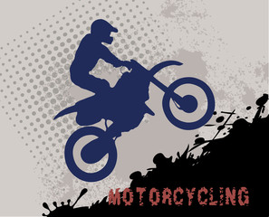motorcycle racer silhouette on grunge background