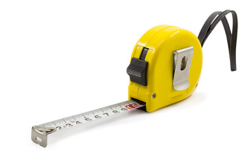 Tape measure on white background