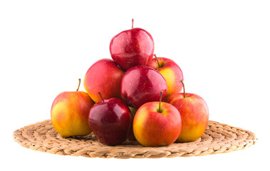 Fresh apples in a wicker baskets.