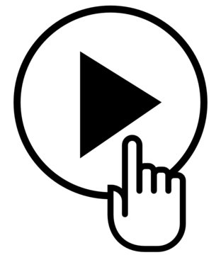 Hand on play vector icon