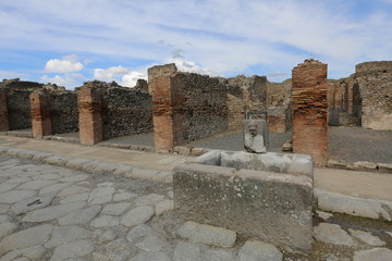 The ancient Roman city Pompei near Naples, buried under a layer 