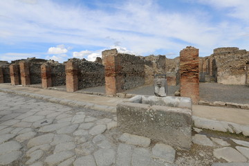 The ancient Roman city Pompei near Naples, buried under a layer 