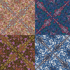 Set of four colorful seamless patterns. EPS-8.