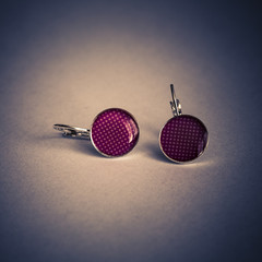 Beautiful red woman earrings on white background