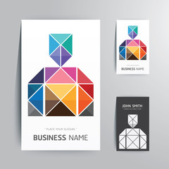 modern creative business card man shape design template .Vector
