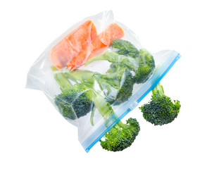 Vegetables in clear plastic bag