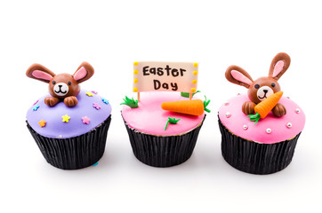 Easter cupcakes isolated white background