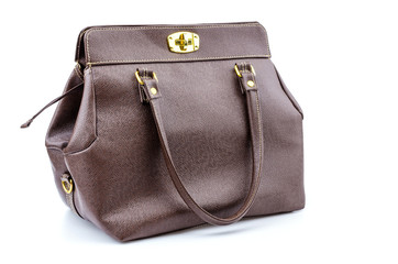 Naklejka premium Woman leather bag isolated white background