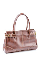 Fototapeta premium Woman leather bag isolated white background
