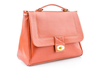 Woman leather bag isolated white background