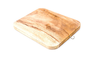 Wood cutting board isolated white background