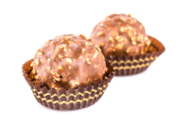 Chocolate ball isolated white background