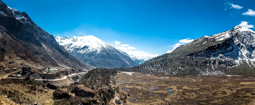 Panorama Landscape of Kupup valley under cloudy sky, Sikkim