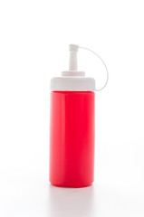 Sauce bottle isolated white background