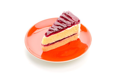 Strawberry cake isolated on white background