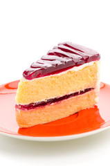 Strawberry cake isolated on white background