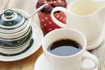 Morning breakfast with coffee b