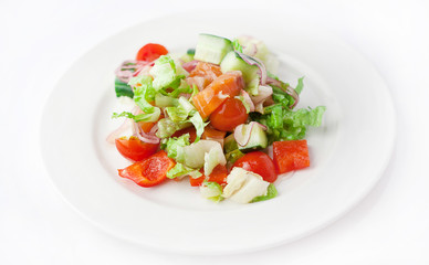 Vegetable salad with salmon