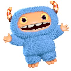3d cartoon blue monster