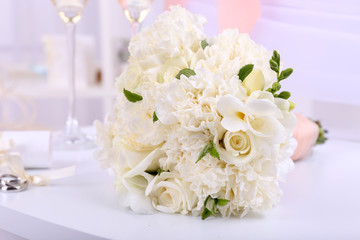 Beautiful wedding still life with  bouquet