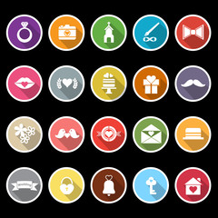 Wedding icons with long shadow