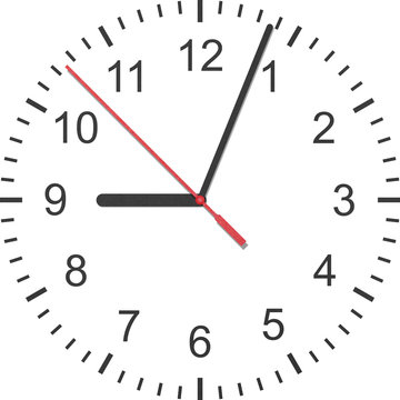 paper cut of time clock, watch is number with hour hand and minu