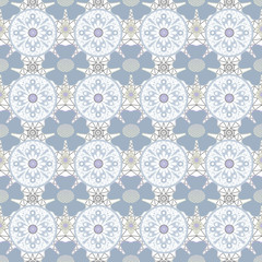 Seamless openwork grey lace floral pattern on white