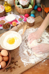 Easter cake preparing in kitchen