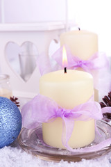 Fototapeta na wymiar Christmas candles close up