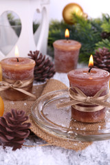 Christmas candles close up