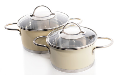 Pans isolated on white