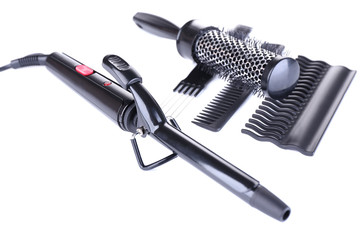 Professional hairdresser tools isolated on white