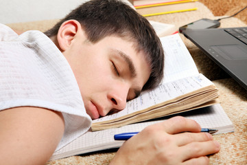 Teenager sleeps after Learning