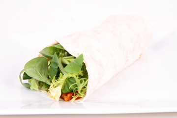 Tortilla wraps with meat and vegetables