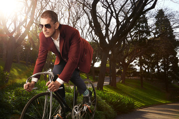 Businessman on a bicycle